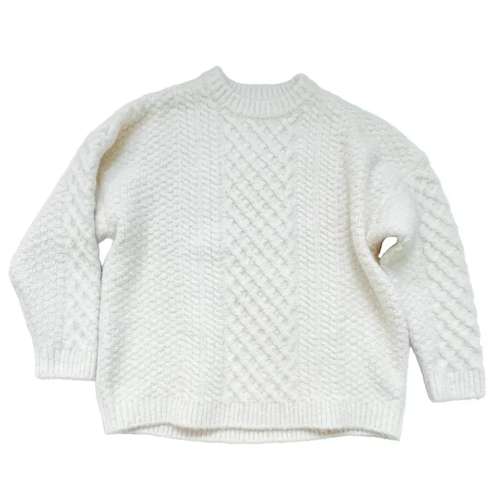 Truth by Republic Cable Knit Sweater Cream Wool Alpaca Blend Oversized M